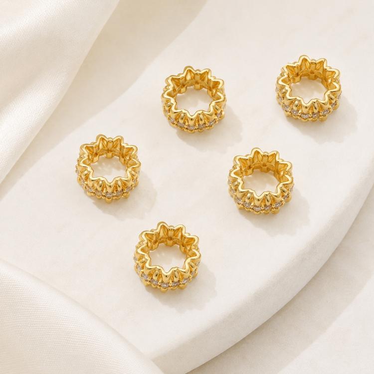 5 PCS/Pack Gold Filled Inlaid Zircon Hole Spacer Beads for DIY Jewelry Making — Wavy Zircon Spacer Bead