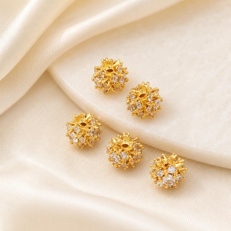 5 PCS/Pack Gold Filled Inlaid Zircon Hole Spacer Beads for DIY Jewelry Making — Wheel Spacer Bead 6mm