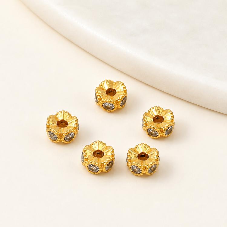 5 PCS/Pack Gold Filled Inlaid Zircon Hole Spacer Beads for DIY Jewelry Making