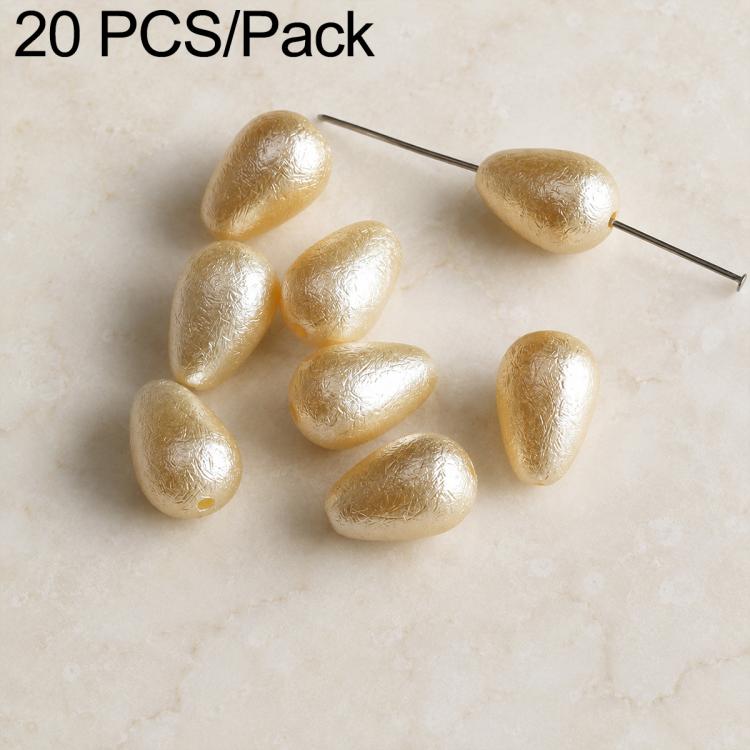 20 PCS/Pack Irregular Faux Pearl Beads DIY Accessories for Phone Straps — Beige Wrinkled Teardrop Bead