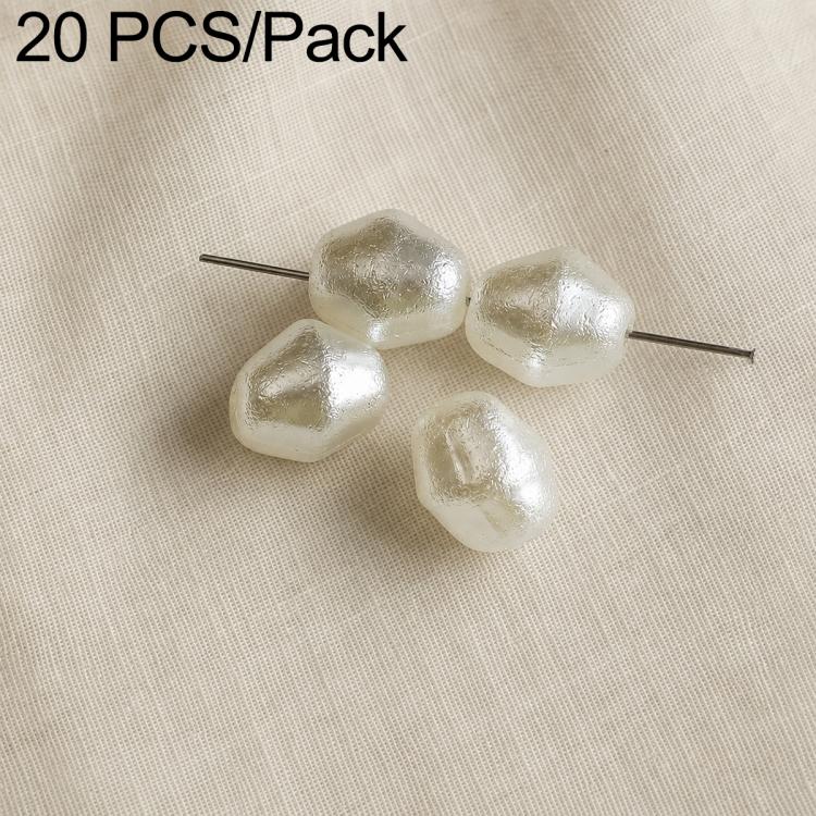 20 PCS/Pack Irregular Faux Pearl Beads DIY Accessories for Phone Straps — Irregular White Wrinkled  Bead