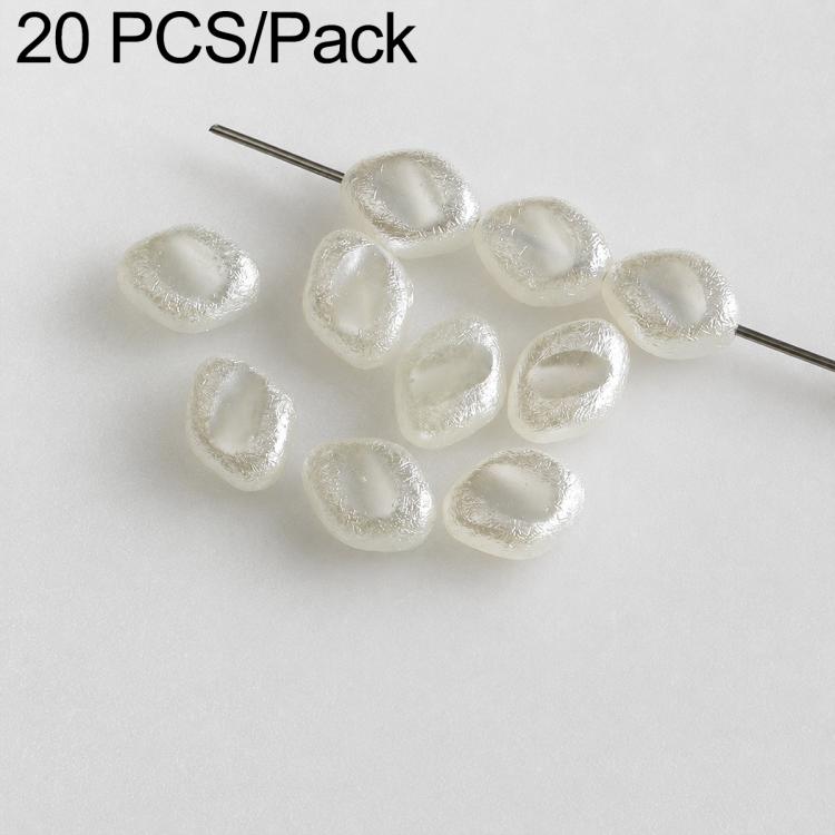 20 PCS/Pack Irregular Faux Pearl Beads DIY Accessories for Phone Straps — White Wrinkled Diamond Bead