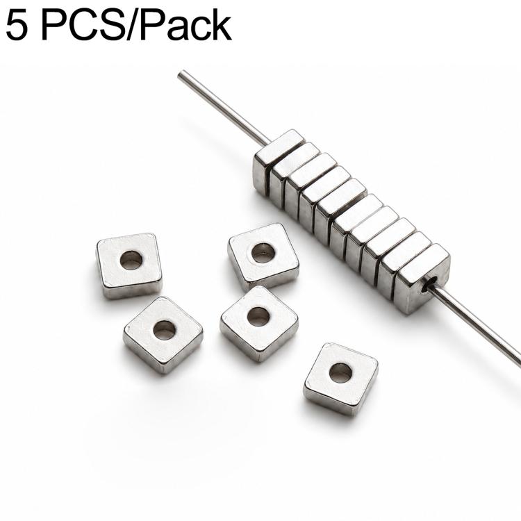 2 PCS/Set Tarnish-Resistant Titanium Steel Spacers and Beads DIY Accessories for Phone Straps — Square Flat Bead 2.5 mm