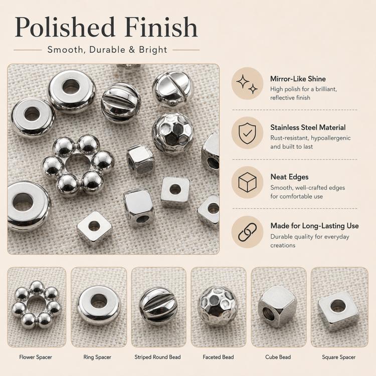 2 PCS/Set Tarnish-Resistant Titanium Steel Spacers and Beads DIY Accessories for Phone Straps — view 14