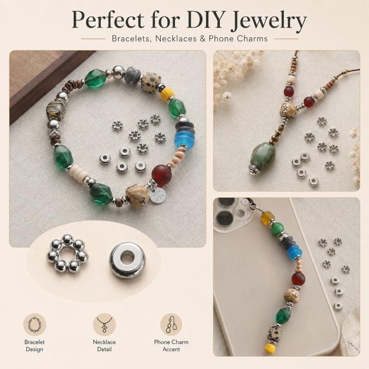 2 PCS/Set Tarnish-Resistant Titanium Steel Spacers and Beads DIY Accessories for Phone Straps — view 15