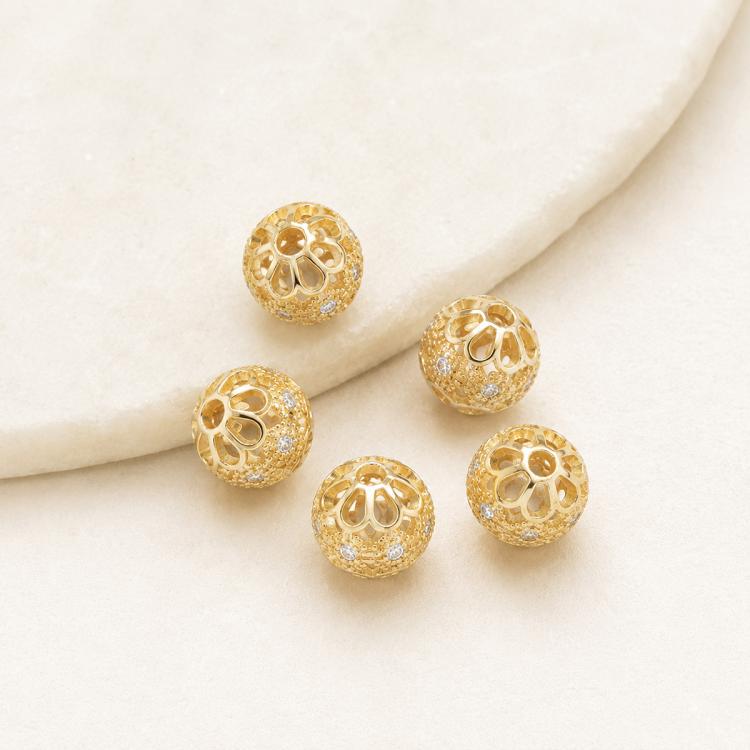 5 PCS/Pack Gold Filled Inlaid Zircon Hole Spacer Beads for DIY Jewelry Making — Cross Bead 5.6mm Hole 1.35mm