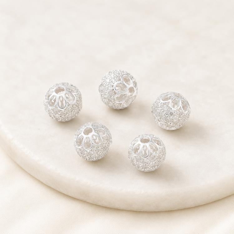 5 PCS/Pack Gold Filled Inlaid Zircon Hole Spacer Beads for DIY Jewelry Making — 18K Gold