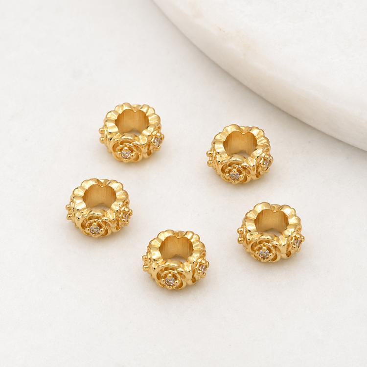 5 PCS/Pack Gold Filled Inlaid Zircon Hole Spacer Beads for DIY Jewelry Making — view 22