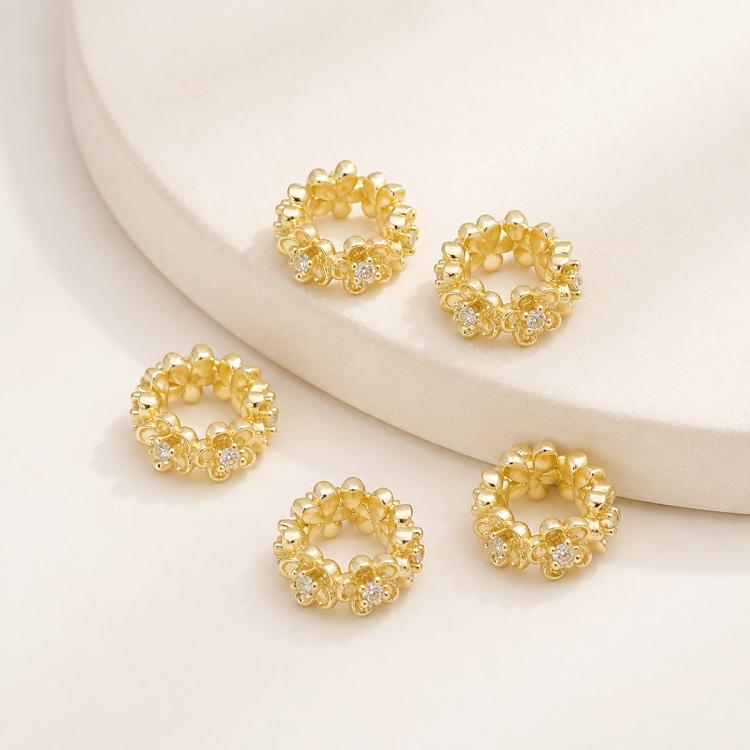 5 PCS/Pack Gold Filled Inlaid Zircon Hole Spacer Beads for DIY Jewelry Making — view 25