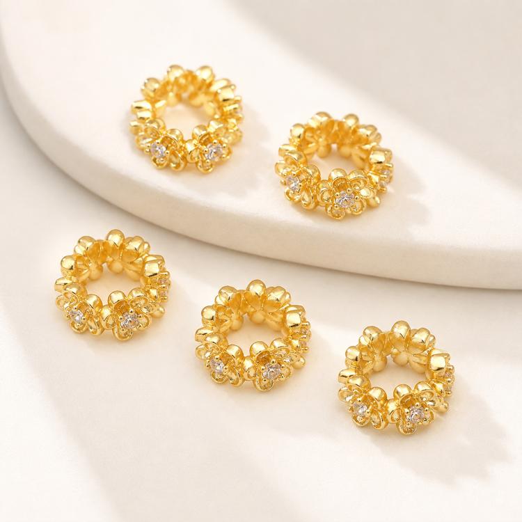 5 PCS/Pack Gold Filled Inlaid Zircon Hole Spacer Beads for DIY Jewelry Making — view 26