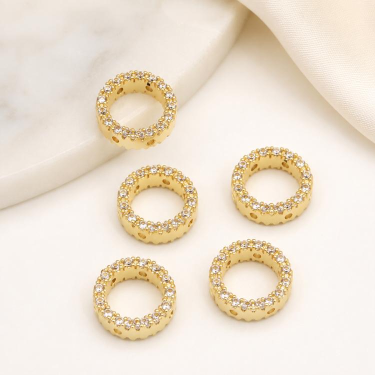 5 PCS/Pack Gold Filled Inlaid Zircon Hole Spacer Beads for DIY Jewelry Making — view 29