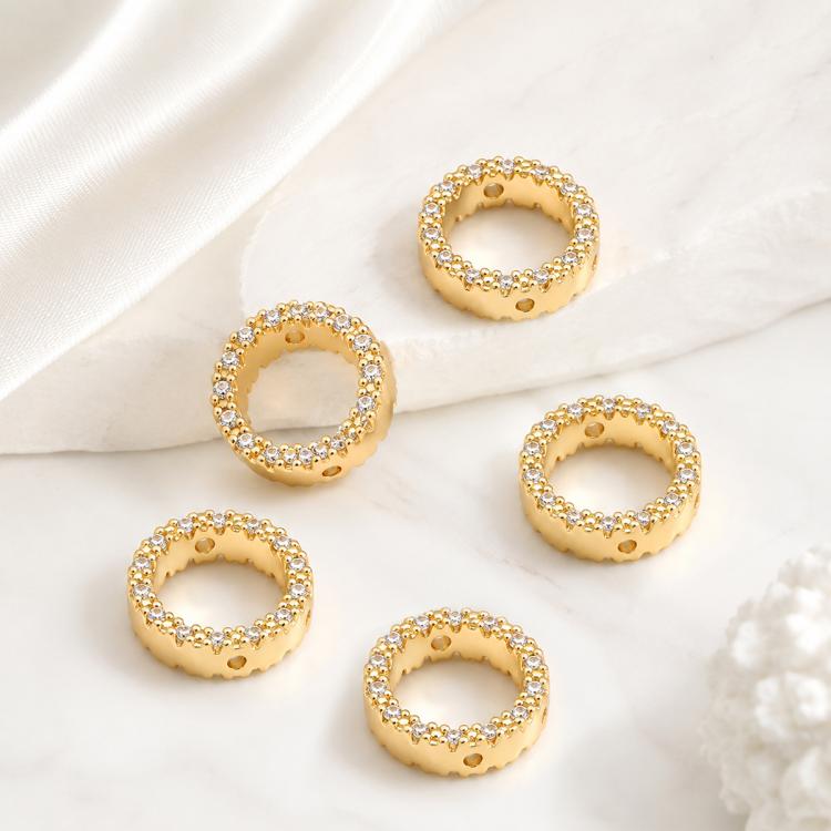 5 PCS/Pack Gold Filled Inlaid Zircon Hole Spacer Beads for DIY Jewelry Making — view 30