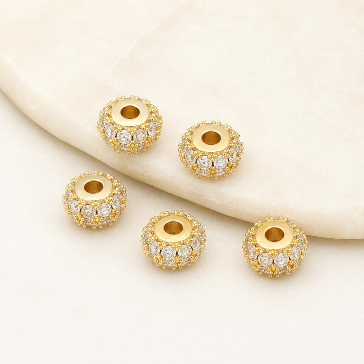 5 PCS/Pack Gold Filled Inlaid Zircon Hole Spacer Beads for DIY Jewelry Making — view 33