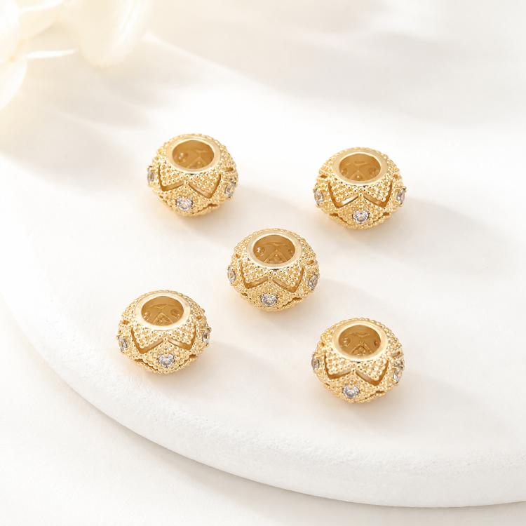 5 PCS/Pack Gold Filled Inlaid Zircon Hole Spacer Beads for DIY Jewelry Making — view 37