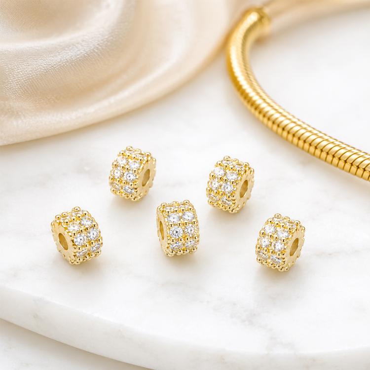 5 PCS/Pack Gold Filled Inlaid Zircon Hole Spacer Beads for DIY Jewelry Making — view 41