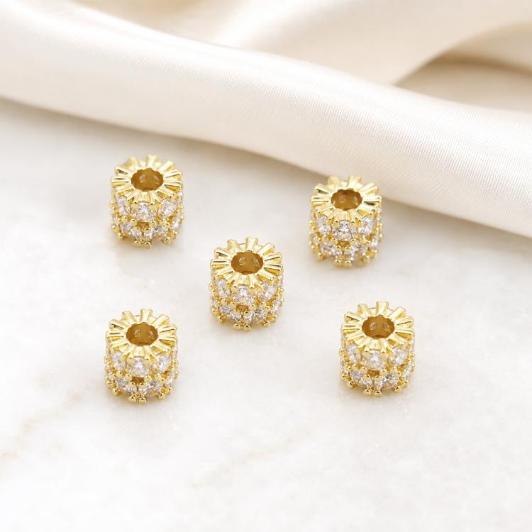 5 PCS/Pack Gold Filled Inlaid Zircon Hole Spacer Beads for DIY Jewelry Making — view 45