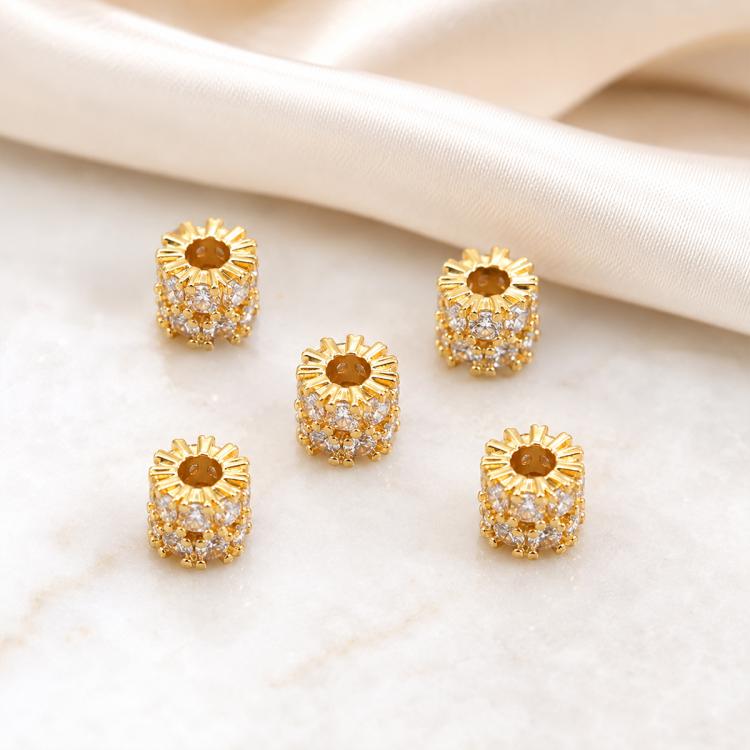 5 PCS/Pack Gold Filled Inlaid Zircon Hole Spacer Beads for DIY Jewelry Making — view 46