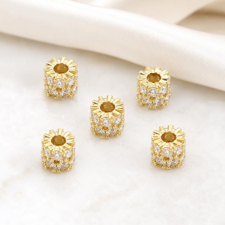 5 PCS/Pack Gold Filled Inlaid Zircon Hole Spacer Beads for DIY Jewelry Making — view 49