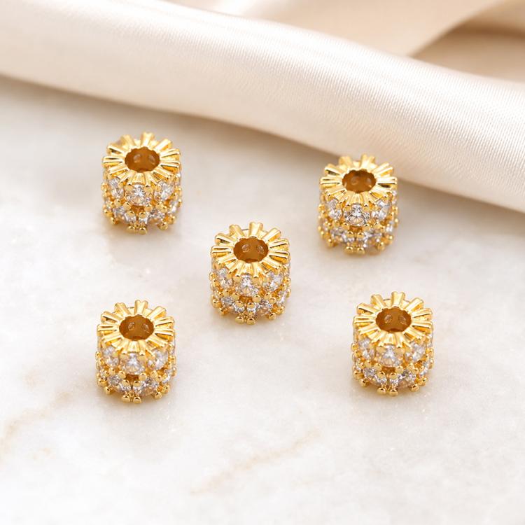 5 PCS/Pack Gold Filled Inlaid Zircon Hole Spacer Beads for DIY Jewelry Making — view 50