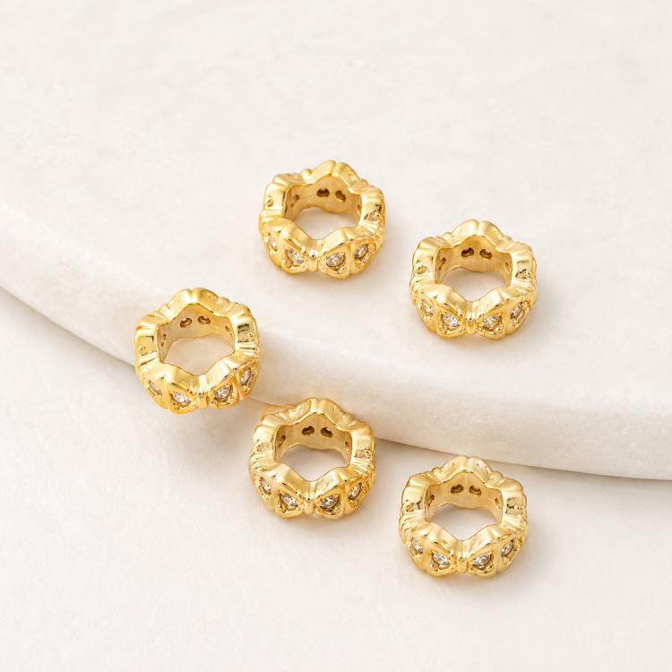 5 PCS/Pack Gold Filled Inlaid Zircon Hole Spacer Beads for DIY Jewelry Making — view 54