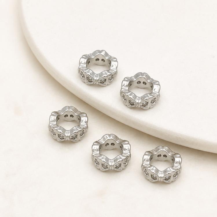 5 PCS/Pack Gold Filled Inlaid Zircon Hole Spacer Beads for DIY Jewelry Making — view 56
