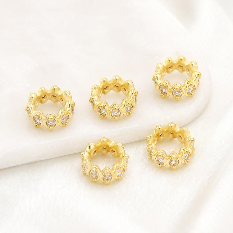 5 PCS/Pack Gold Filled Inlaid Zircon Hole Spacer Beads for DIY Jewelry Making — view 57