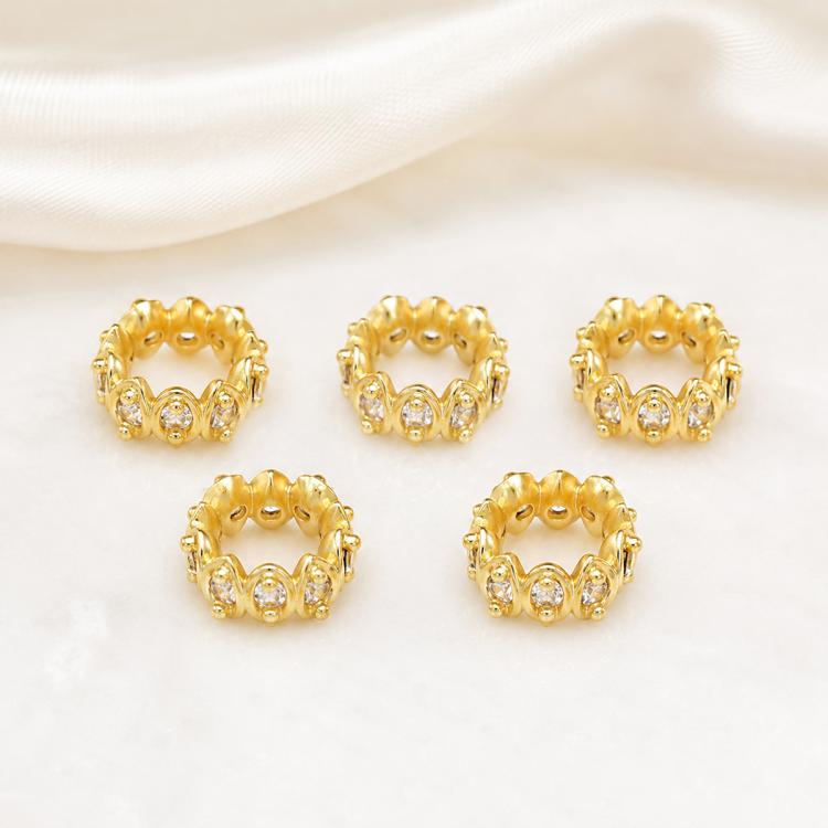 5 PCS/Pack Gold Filled Inlaid Zircon Hole Spacer Beads for DIY Jewelry Making — view 58