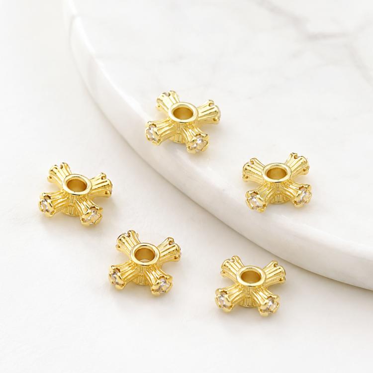 5 PCS/Pack Gold Filled Inlaid Zircon Hole Spacer Beads for DIY Jewelry Making