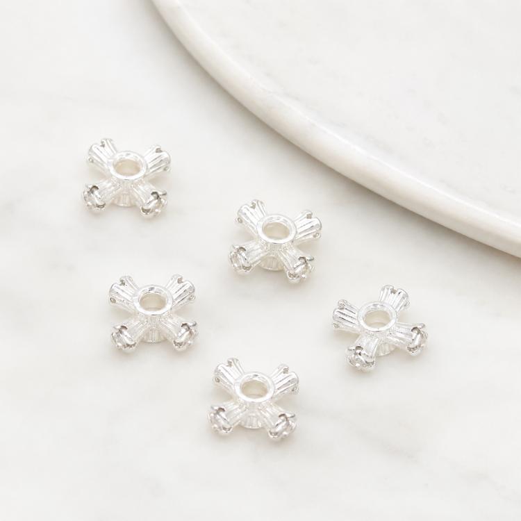 5 PCS/Pack Gold Filled Inlaid Zircon Hole Spacer Beads for DIY Jewelry Making — Diamond Butterfly 4.2x8.1x5.6mm