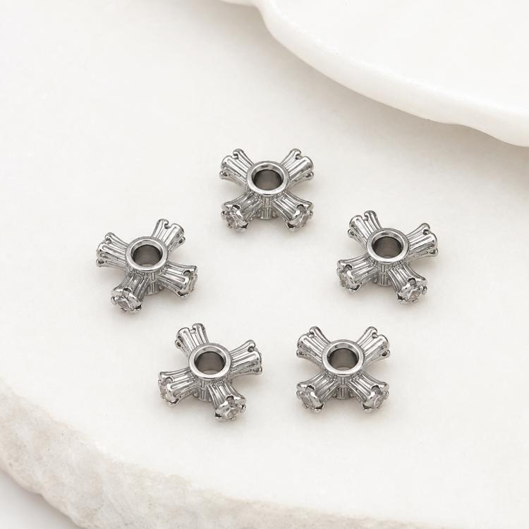 5 PCS/Pack Gold Filled Inlaid Zircon Hole Spacer Beads for DIY Jewelry Making — Large Hole Diamond Coin 4.3x9x5.8mm