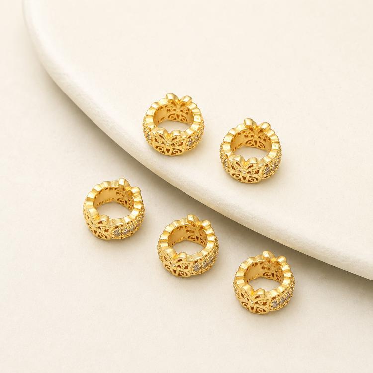 5 PCS/Pack Gold Filled Inlaid Zircon Hole Spacer Beads for DIY Jewelry Making — Zircon Spacer Bead 5.6x8.8x4.9mm