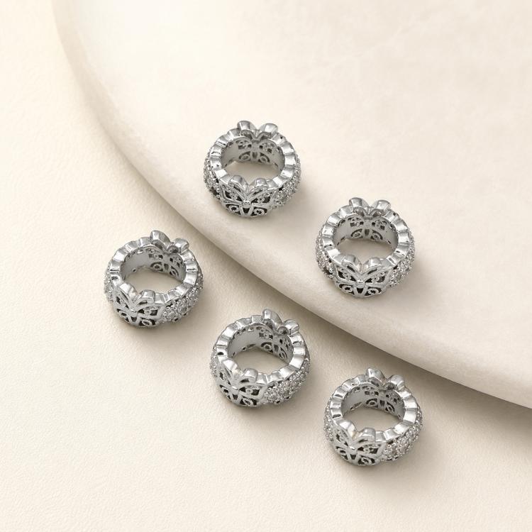 5 PCS/Pack Gold Filled Inlaid Zircon Hole Spacer Beads for DIY Jewelry Making — Zircon Trifolium Bead 5.6x9.3x5.1mm