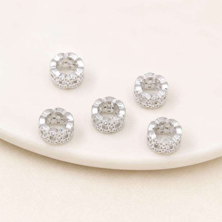 5 PCS/Pack Gold Filled Inlaid Zircon Hole Spacer Beads for DIY Jewelry Making — Square Zircon Hexagoan Bead 10mm