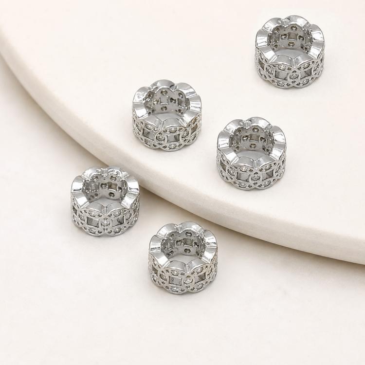 5 PCS/Pack Gold Filled Inlaid Zircon Hole Spacer Beads for DIY Jewelry Making — 14K Gold