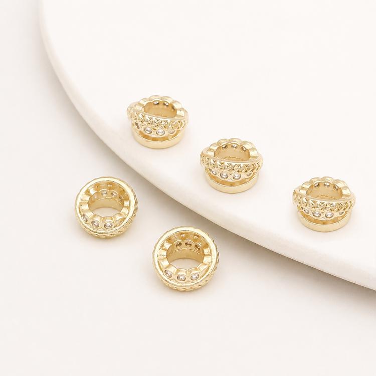 5 PCS/Pack Gold Filled Inlaid Zircon Hole Spacer Beads for DIY Jewelry Making — view 17