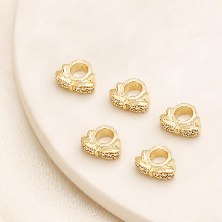5 PCS/Pack Gold Filled Inlaid Zircon Hole Spacer Beads for DIY Jewelry Making — view 21