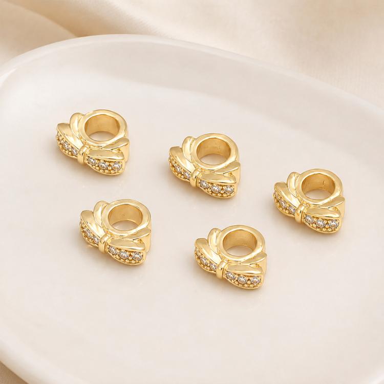 5 PCS/Pack Gold Filled Inlaid Zircon Hole Spacer Beads for DIY Jewelry Making — view 22