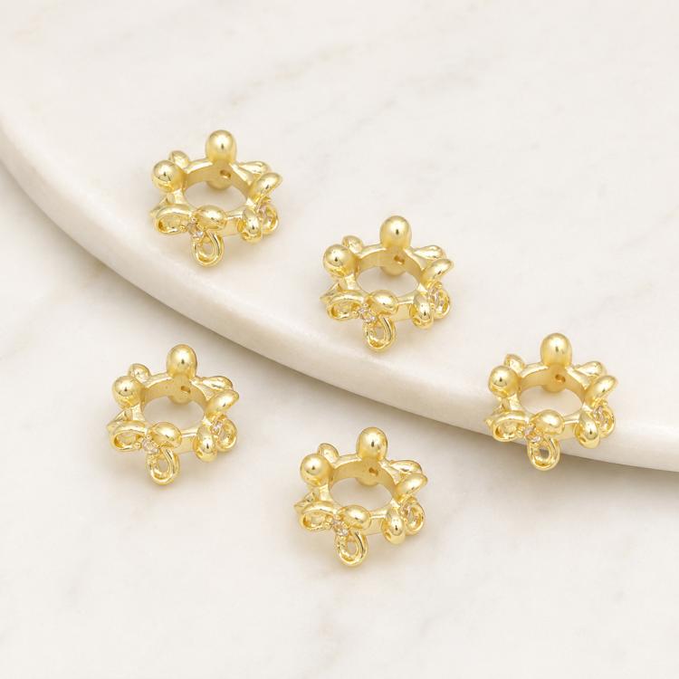 5 PCS/Pack Gold Filled Inlaid Zircon Hole Spacer Beads for DIY Jewelry Making — view 25