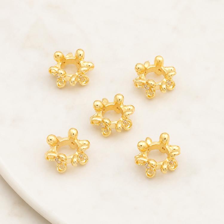 5 PCS/Pack Gold Filled Inlaid Zircon Hole Spacer Beads for DIY Jewelry Making — view 26