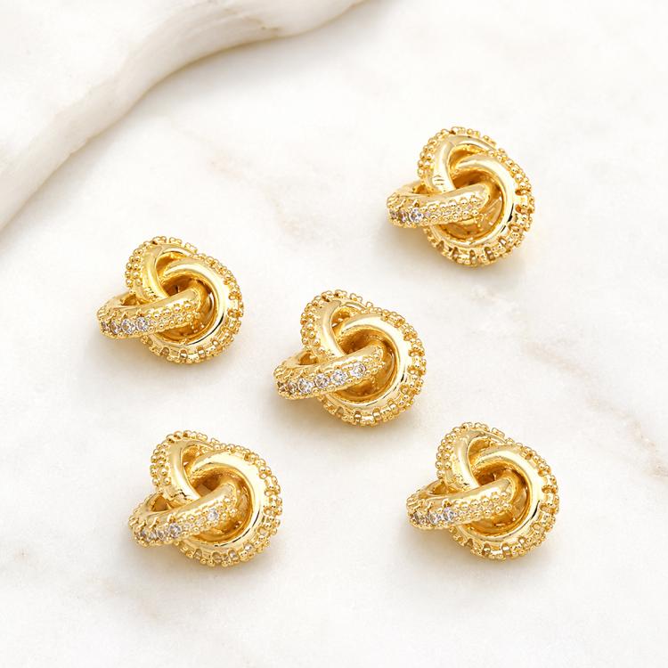 5 PCS/Pack Gold Filled Inlaid Zircon Hole Spacer Beads for DIY Jewelry Making — view 30