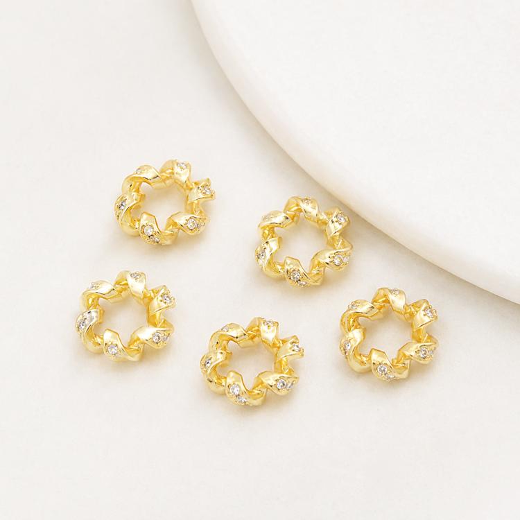 5 PCS/Pack Gold Filled Inlaid Zircon Hole Spacer Beads for DIY Jewelry Making — view 33