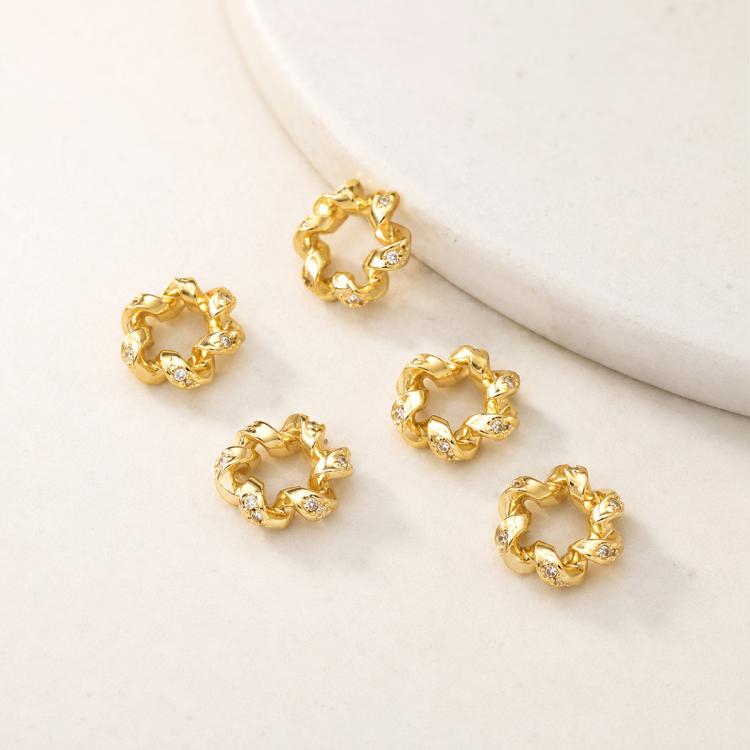 5 PCS/Pack Gold Filled Inlaid Zircon Hole Spacer Beads for DIY Jewelry Making — view 34