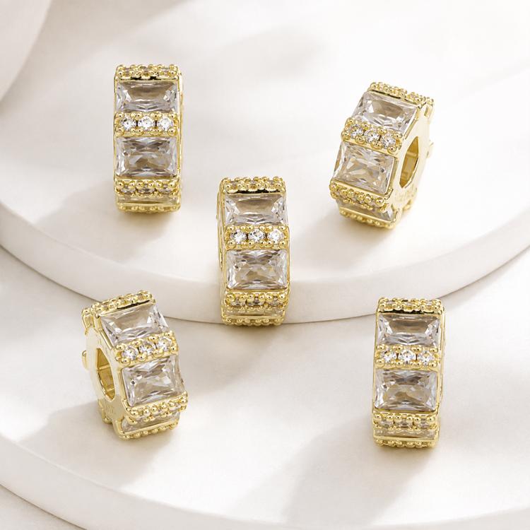 5 PCS/Pack Gold Filled Inlaid Zircon Hole Spacer Beads for DIY Jewelry Making — view 37