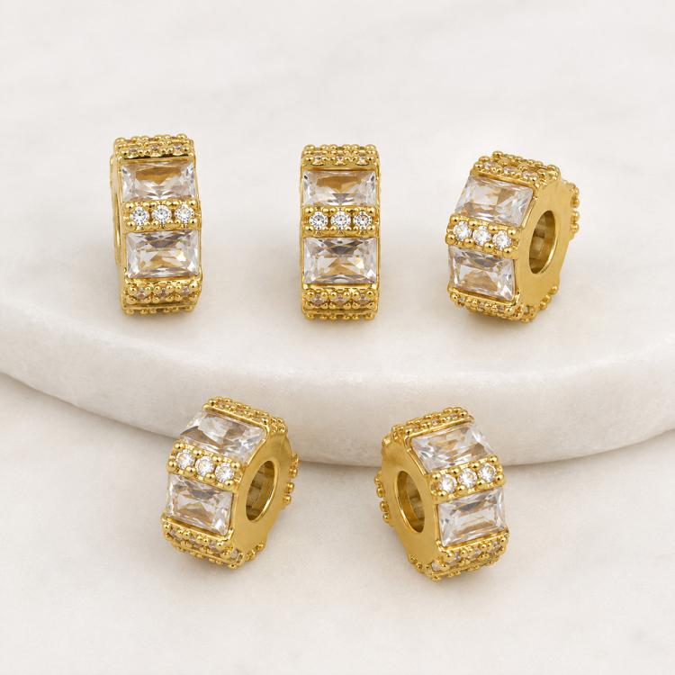5 PCS/Pack Gold Filled Inlaid Zircon Hole Spacer Beads for DIY Jewelry Making — view 38