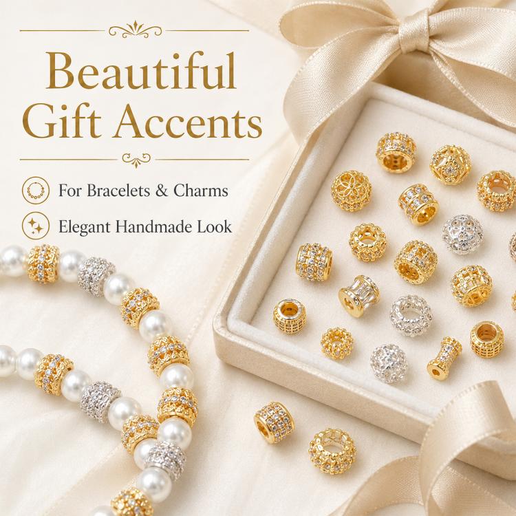 5 PCS/Pack Gold Filled Inlaid Zircon Hole Spacer Beads for DIY Jewelry Making — view 69