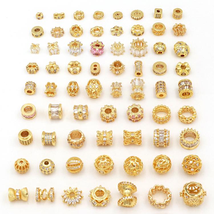 5 PCS/Pack Gold Filled Inlaid Zircon Hole Spacer Beads for DIY Jewelry Making — view 70