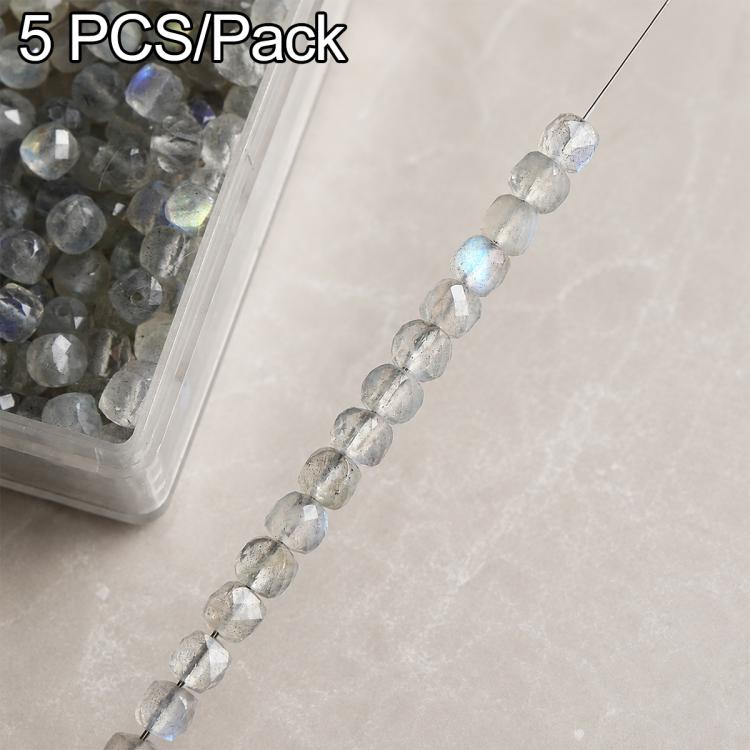 5 PCS/Set Natural Faceted Loose Beads DIY Accessories for Bracelets and Necklaces — Blue Apatite Faceted Abacus