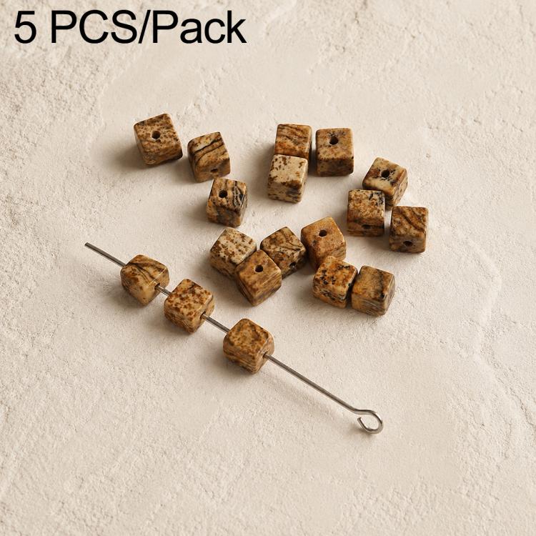 5 PCS/Set Natural Faceted Loose Beads DIY Accessories for Bracelets and Necklaces — Picture Jasper Round Bead