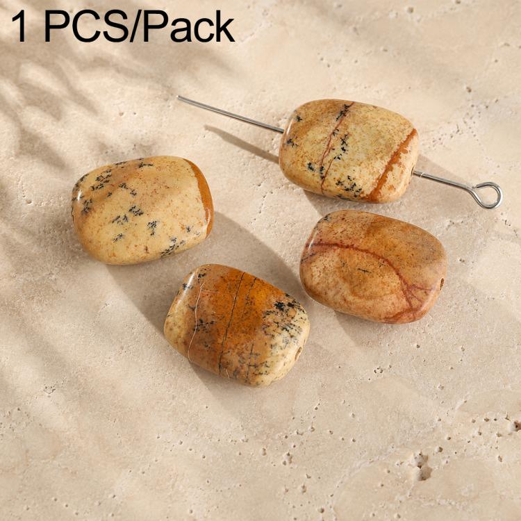 Natural Loose-bead DIY Accessories for Bracelets and Necklaces — Faceted Picture Jasper Bead