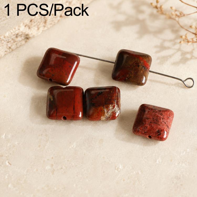 Natural Loose-bead DIY Accessories for Bracelets and Necklaces — Square Red Sandstone Bead